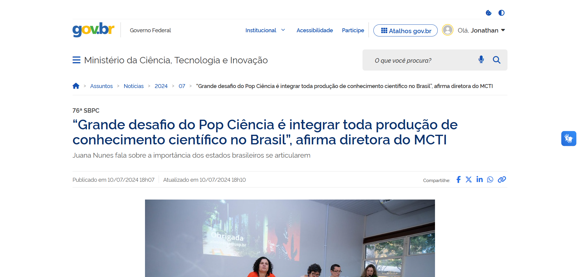 “Grande desafio do Pop Ciência é integrar toda produção de conhecimento científico no Brasil”, afirma diretora do MCTI